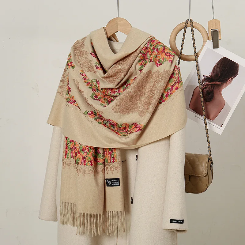 Lusso spesso caldo scialle inverno Paisley Pashmina coperta Poncho stole stampa sciarpa di cachemire donna viaggi avvolge Bufanda femminile