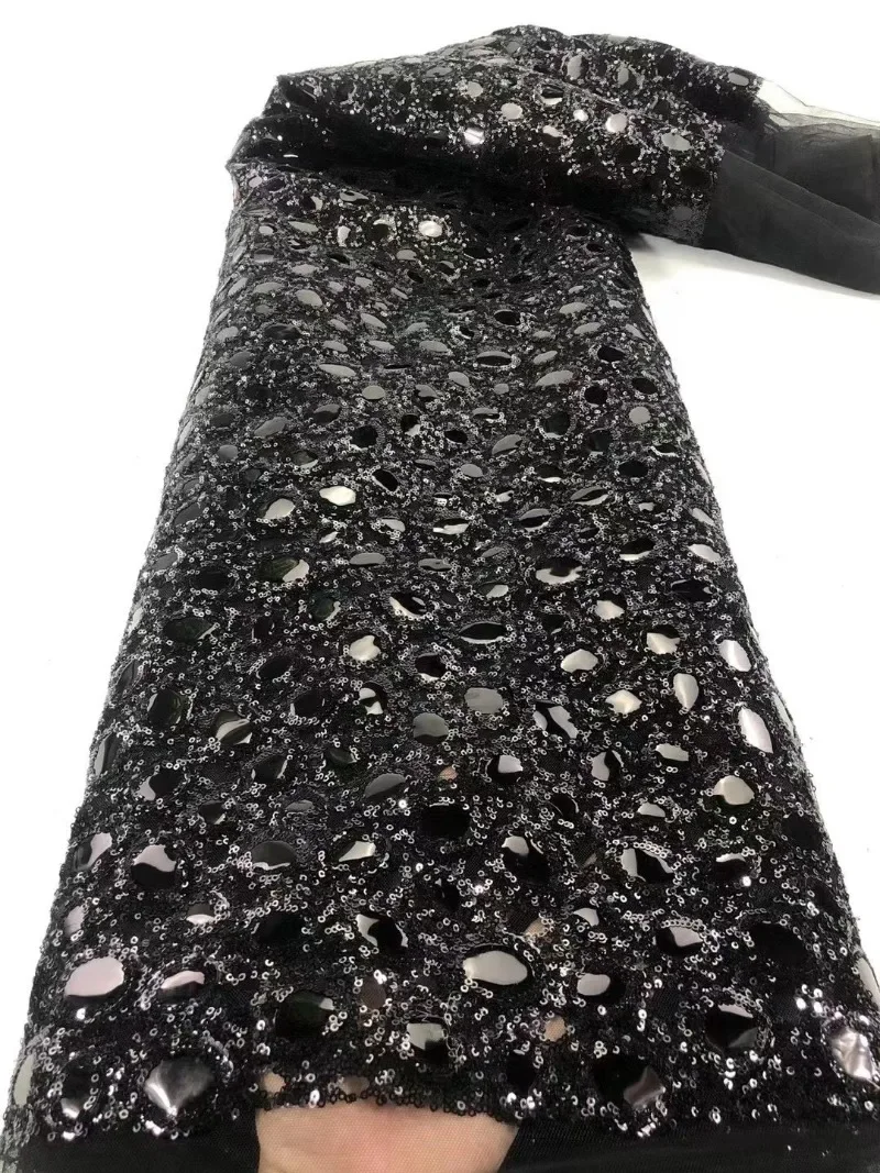 Shiny Silver Sequin Fabric Geometric Pattern Artificial Lace Fabric Clothing Wedding Dress Designer Wide 130cm Sold By Yard