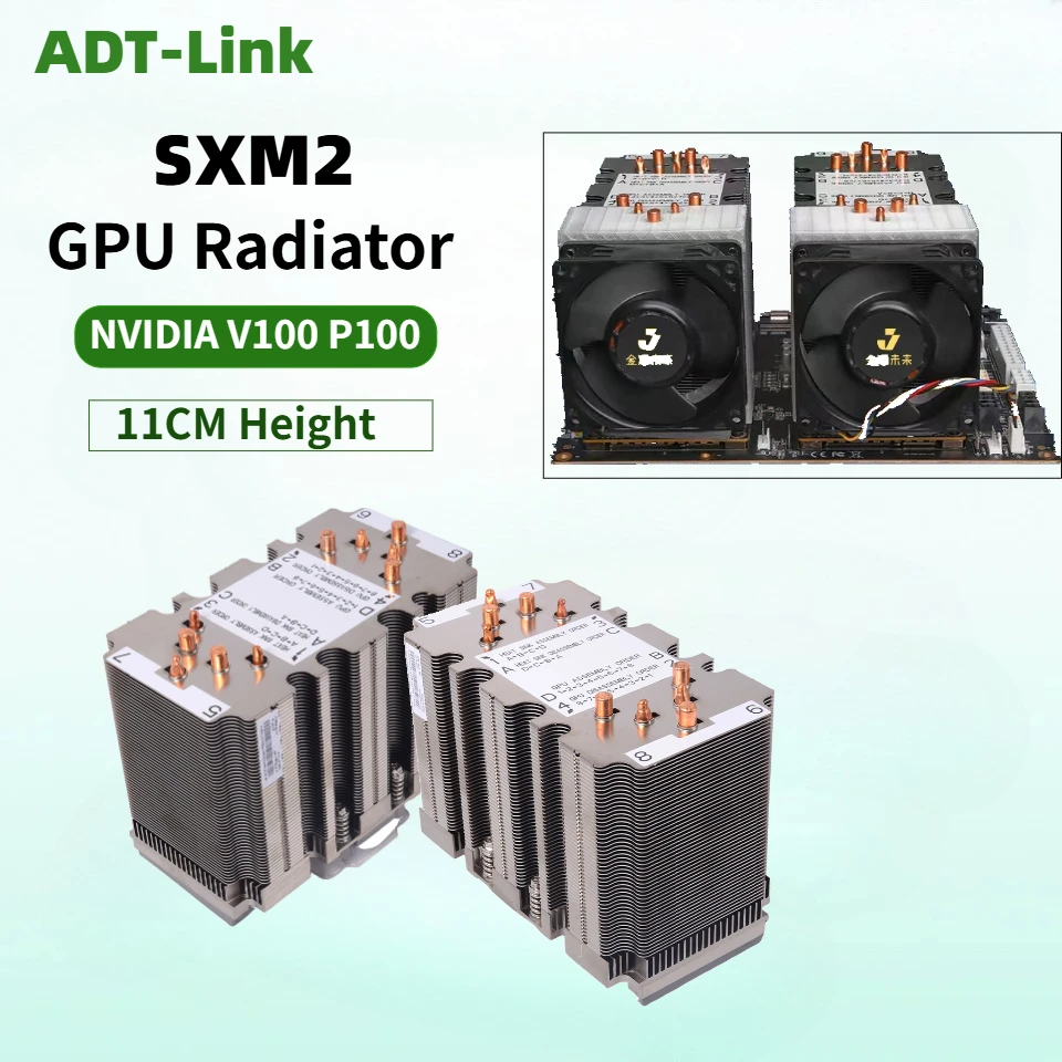 new-original-for-sxm2-gpu-cooler-nvidia-v100-p100-radiator-10-copper-tubes-for-cooling-height-11cm-heatsink-for-dual-gpu-nvlink