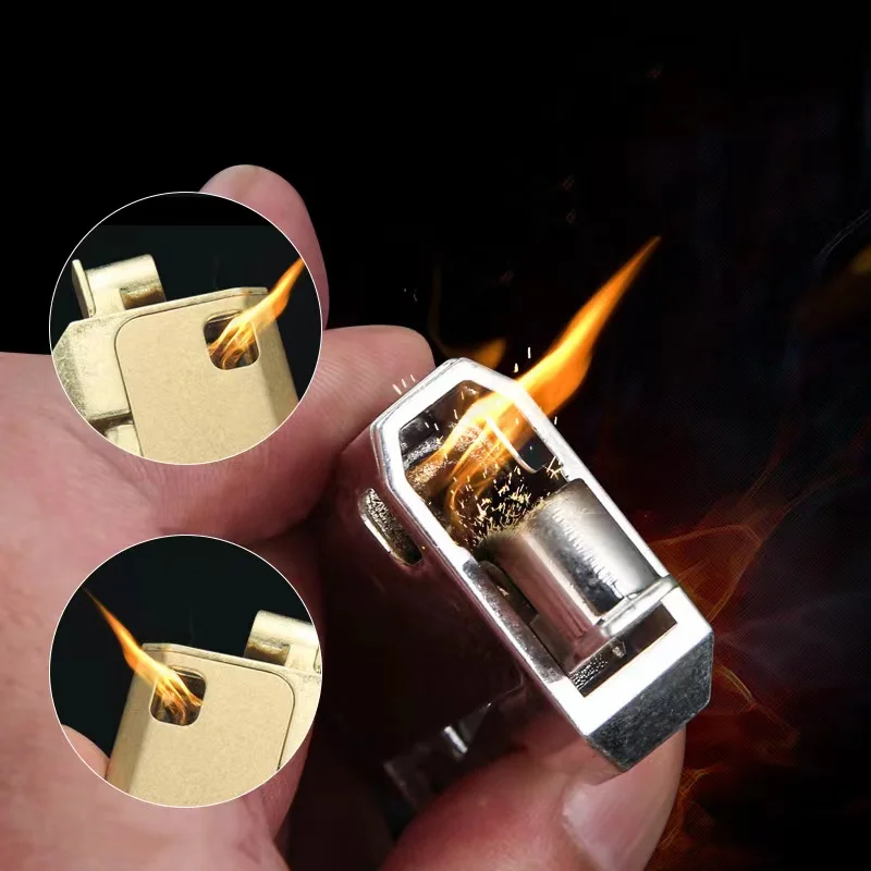 Baicheng Pure Copper Kerosene Lighter Flint Lighter Classic Retro Grinding Wheel Oil Gasoline Windproof Gasoline Lighter