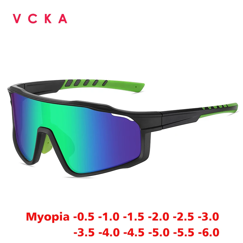 VCKA Men's Sports Myopia Sunglasses Women Outdoor Riding Polarized Eyewear Driving Custom Prescription Glasses -0.50 to -6.0