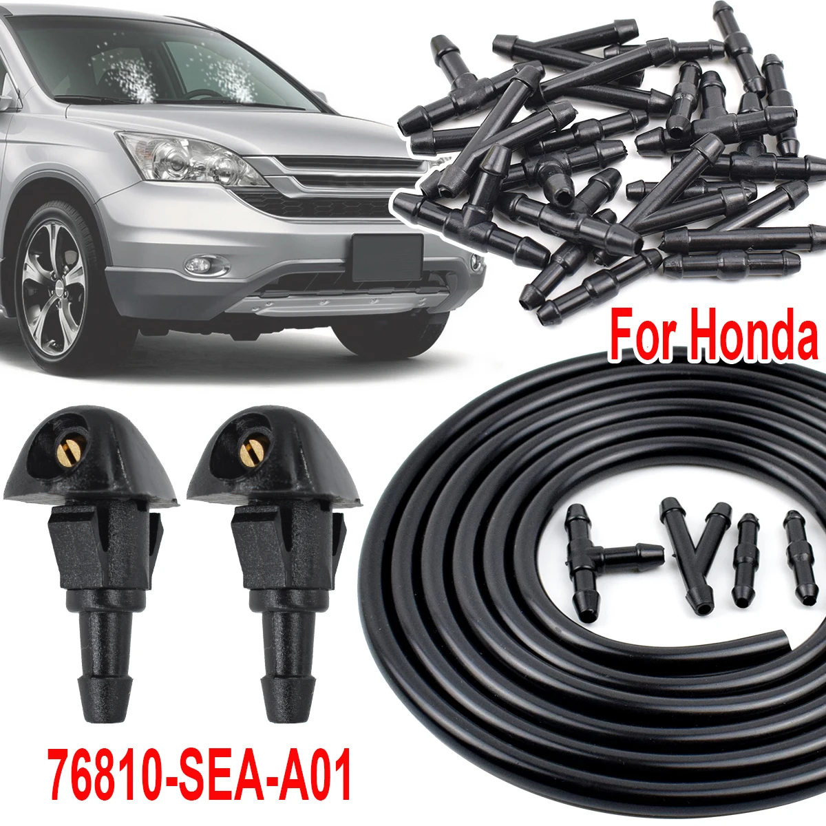 Para honda civic fit jazz CR-V accord prelude shuttle 76810-sea-a01 bocais de lavagem de carro limpador de para-brisa dianteiro kit jato de spray de água