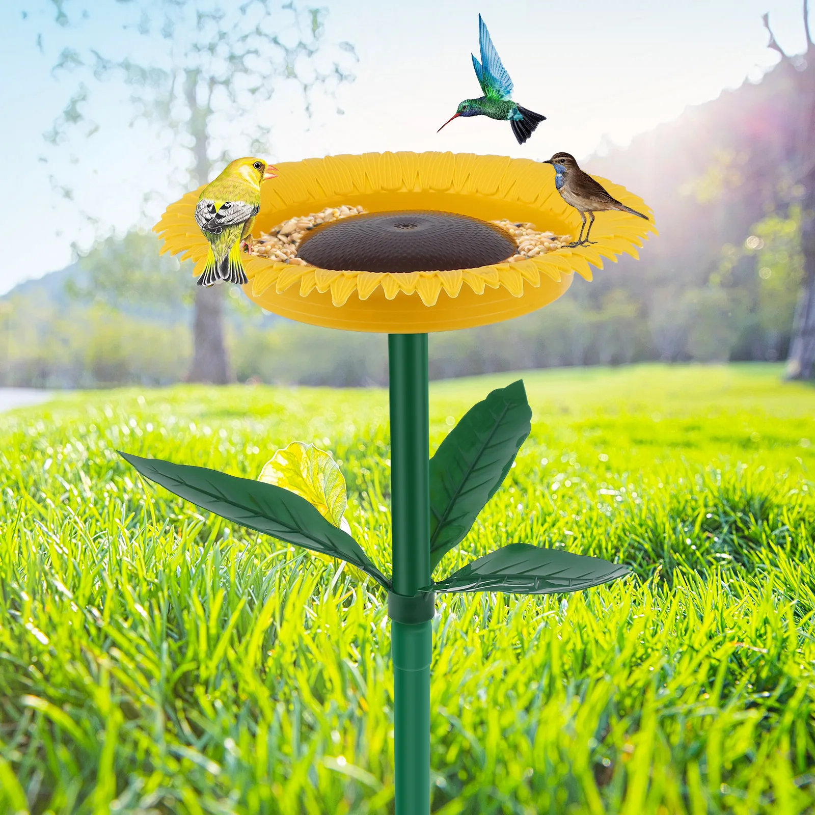 

Sunflower Bird Feeder Wild Bird Standing Feeder Outdoor Bird Bath Feeders Bowl Flower Shape Bird Feeding Tray Decorative Flower