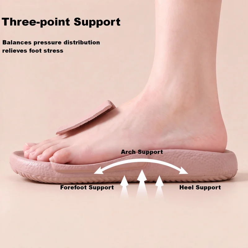 Unisex Arch Support Slide Sandals One-piece Molded EVA Soft Lightweight Non-slip Home Bathroom Beach Slippers