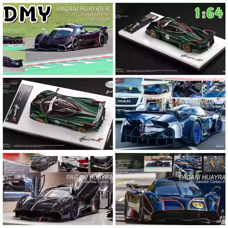 DMY 1:64 Huayra R "CXS Custom" Blue Carbon Orange Stamping, limitierte Auflage mit 99 Exemplaren, Resin-Replikamodell, Dekorationsartikel für Erwachsene, Jungenspielzeug