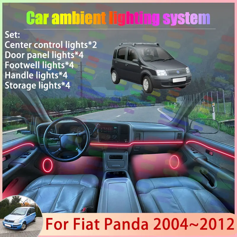 

For Fiat Panda 169 MK2 2004~2012 Gingo Classic 2/18 in 1 Car Atmosphere Light Lamp RGB Shade Ensemble Streamer Atmosphere Set