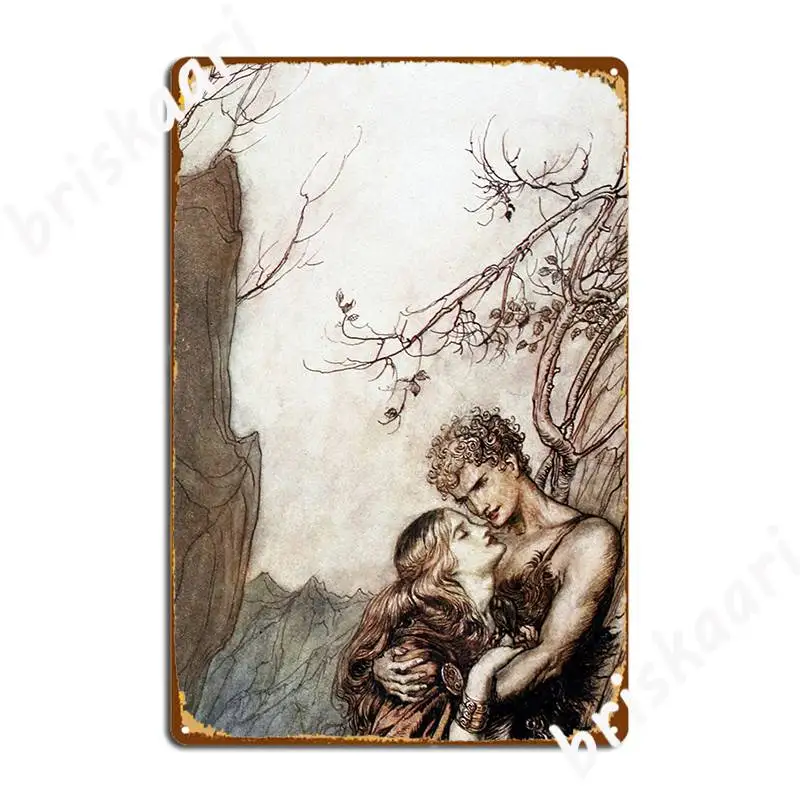 Brunnhilde And Siegfried The Twilight Of The Gods Arthur Rackham Metal Sign Party Wall Decor Personalized Tin Sign Poster