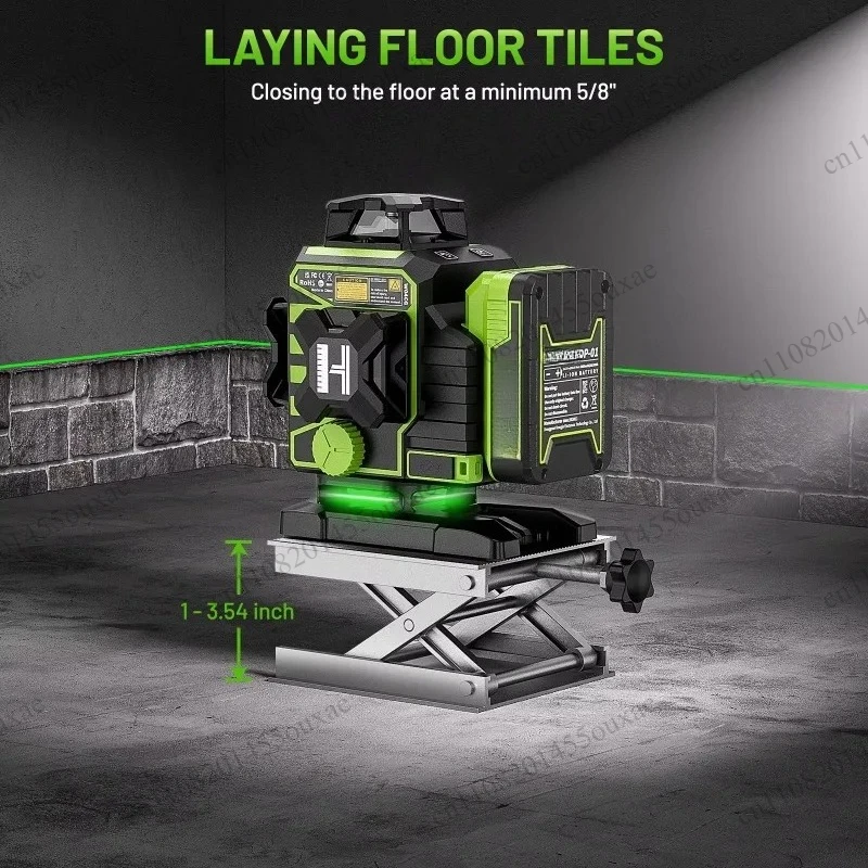 W04CG 4D 16 Lines Green Laser Level Adjustable Brightness 360 Motorized Rotating Electric Base With Pulse Mode Function