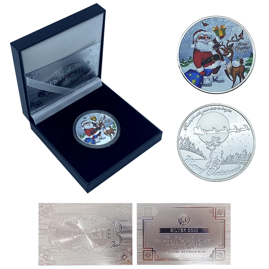 

5 стилей, рождественский подарок, серебряные рождественские праздничные монеты, Санта-олень и снеговик, рождественское искусство, детские подарки для семьи и друзей