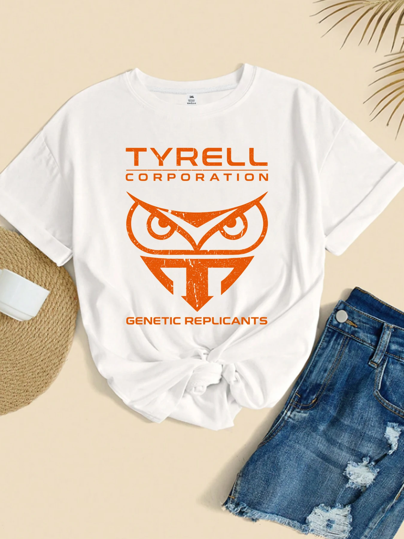 

【WY134195】Owl print plus size women's round neck T-shirt summer casual short sleeved top fashionable and versatile