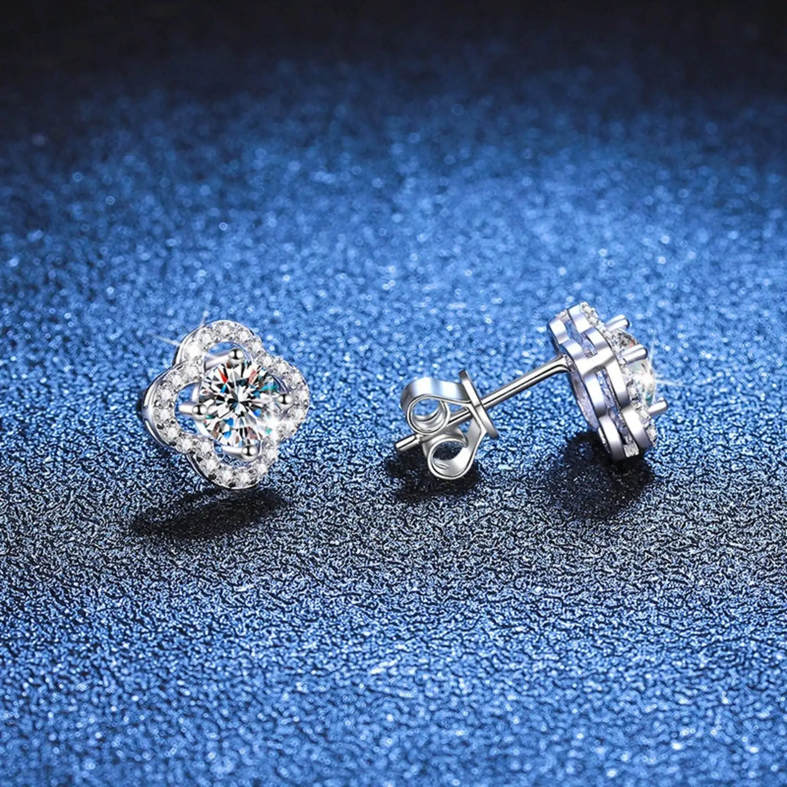 Taoyu 0.5/1.0ct Moissanite Earrings Flower 925 Sterling Silver D Color Diamond Ear Stud For Women Wedding Anniversary Jewelry 4