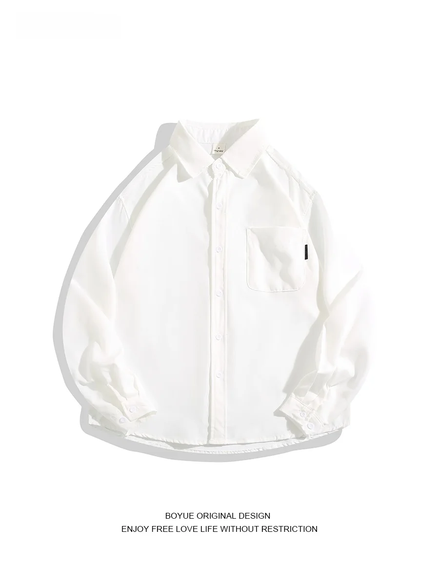 

Boyue Long Sve Men's irt Draped Loose Sle Inner Wear Casual White Busin irt Autumn Season Pure Color Youth Faion