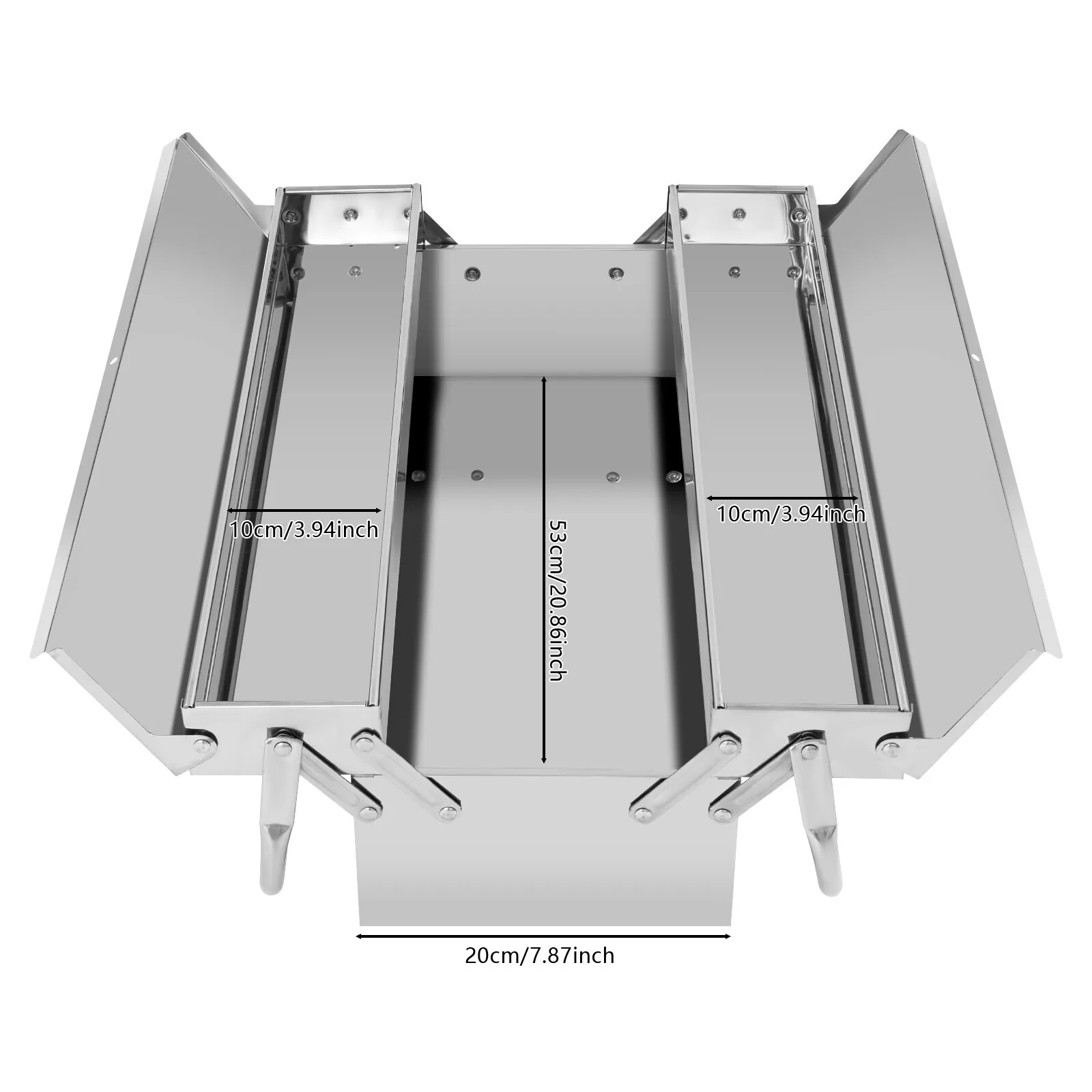 2-Layers Multi-Function Tool Organizer Tool Storage Box Folding Tool Box 410 Stainless Steel