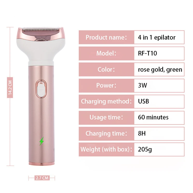 4 in 1 Women Shaver Painless Hair Removal Epilator Shaving Machine Face Beard Eyebrow Nose Trimmer Body Electric Razor