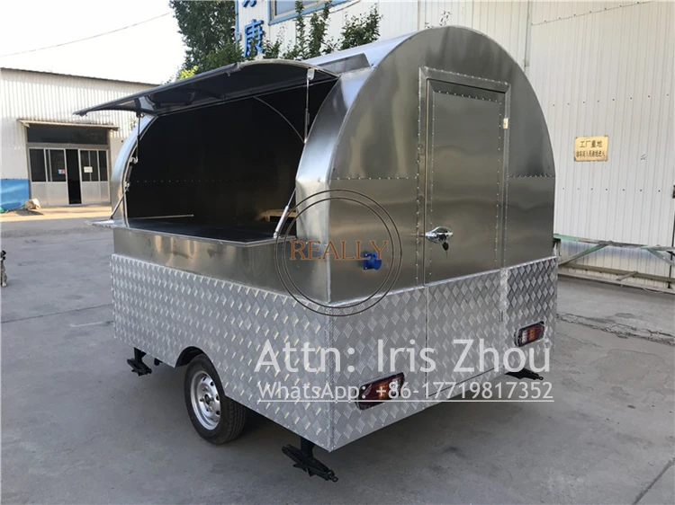 1.9m Width Silver Color Fast Food Trailer / Van Australian Standard Used Ice Cream Food Truck Shawarma Food Cart for Sale