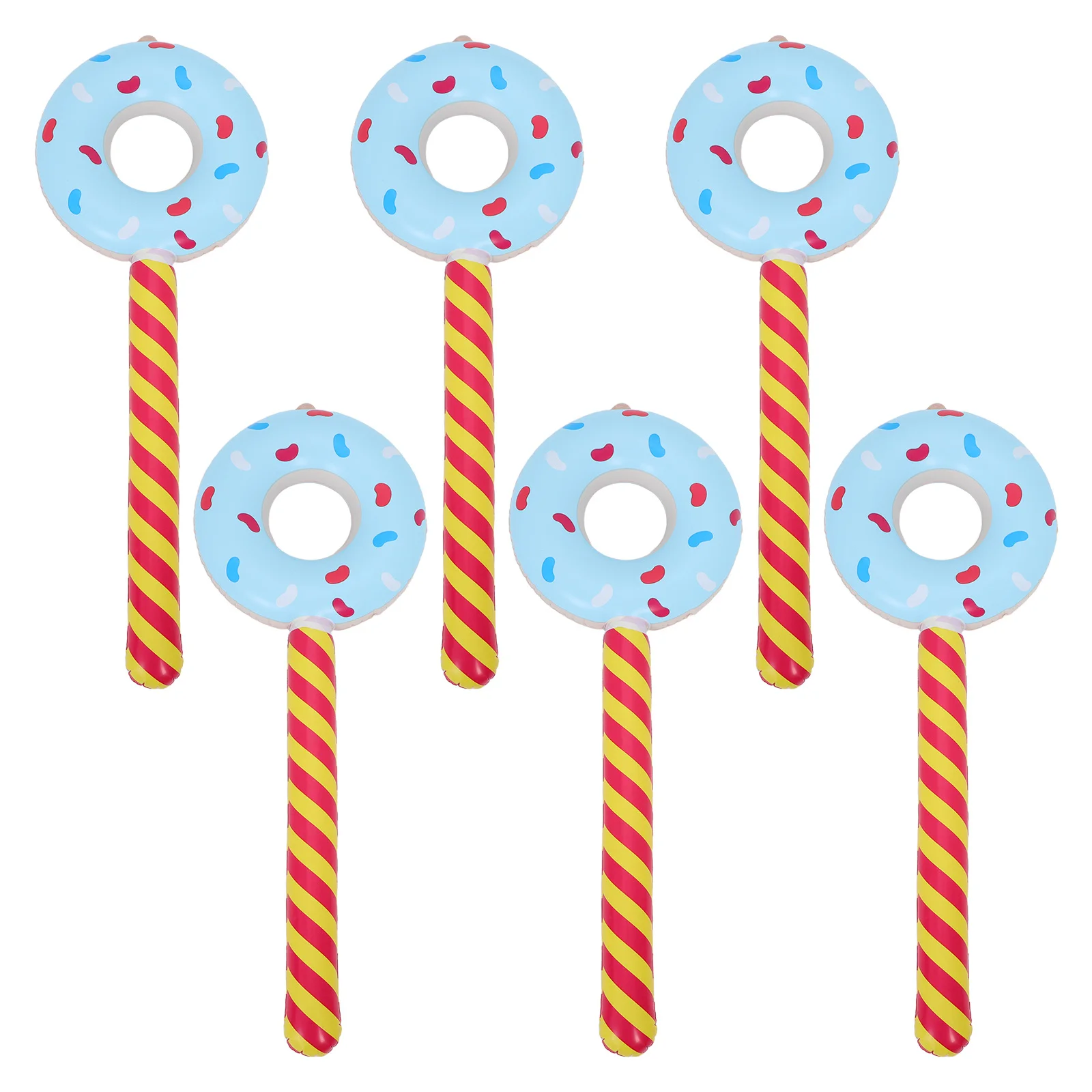 

6Pcs PVC Donut Inflatable Balloons Sticks 80Cm Candy Party Decorations Birthday Pool Dessert Photo Booth Props