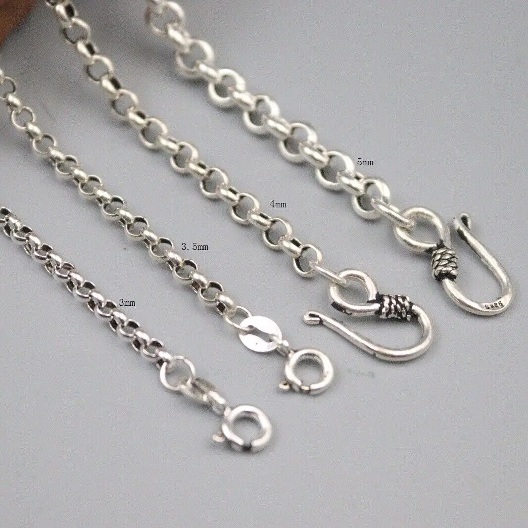 

Real 925 Sterling Silver Necklace Rolo Link Chain 3mm, 3.5mm, 4mm, 5mm 18" 22"L