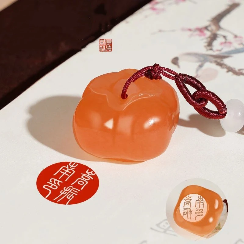 Persimmon Themed Customized Name Stamps Good Wishes Personalized Chinese Name Seals Ancient Style Calligraphy Painting Stamps