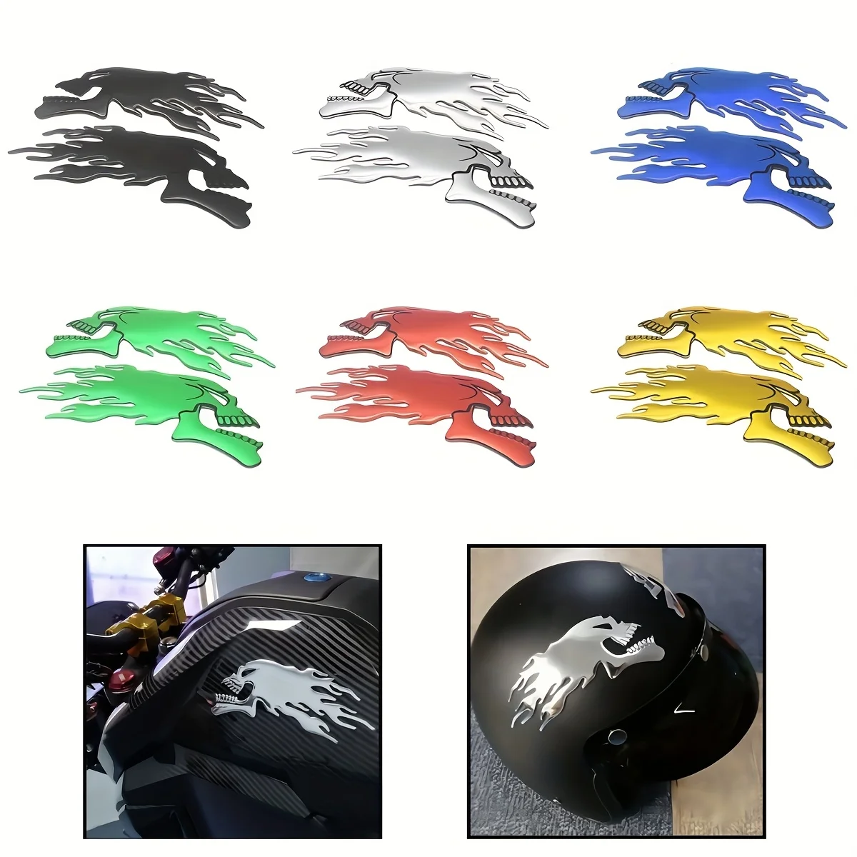 

(1 Pair) Skull Pattern Motorcycle Fuel Tank Stickers Car Stickers