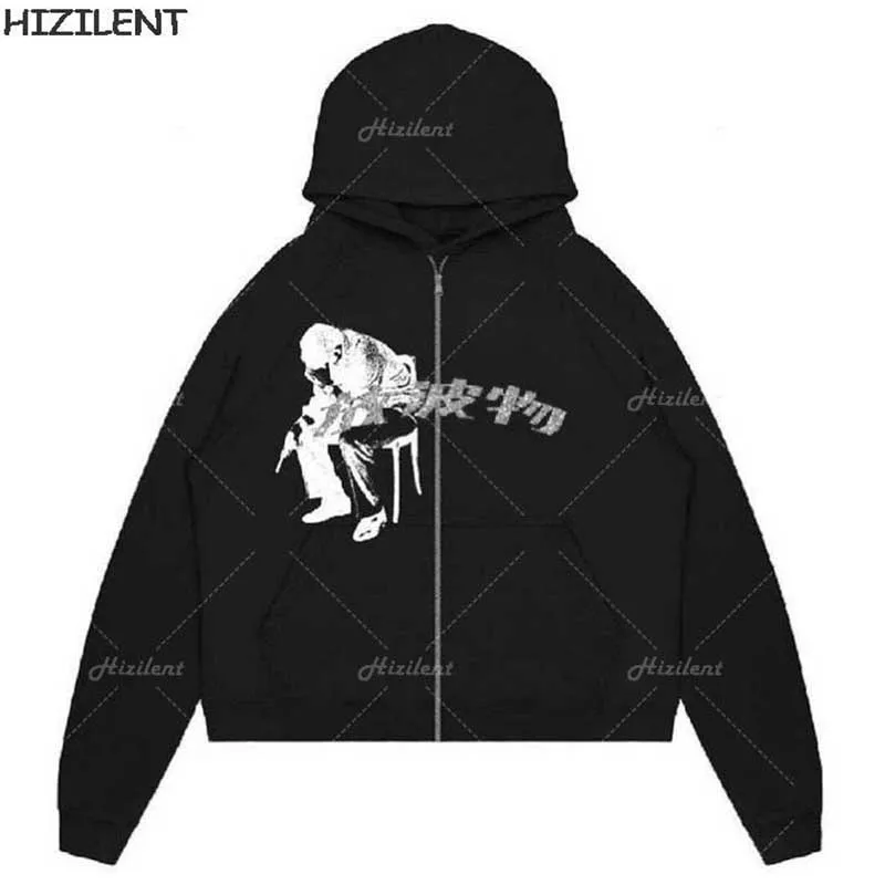 

BIG PROMOTION Y2K European and American Style Autumn/Winter Men's Halloween Long Sleeve Cardigan Loose Fit Casual Hooded Coat