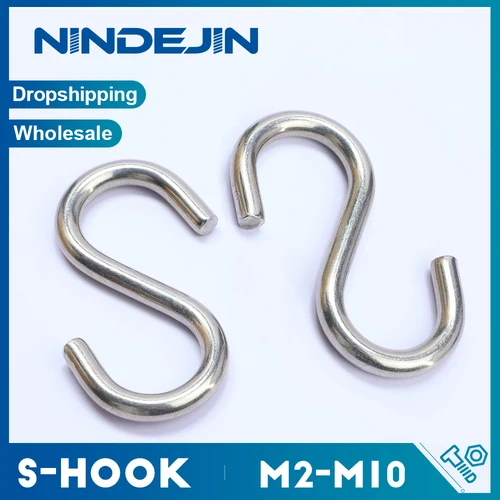 Imagen 1 del producto NINDEJIN 1-10 unids/pack ganchos en forma de S de acero inoxidable de alta resistencia M2 M3 M4 M5 M6 M8 M10 gancho en S de utilidad para colgar en armario de cocina