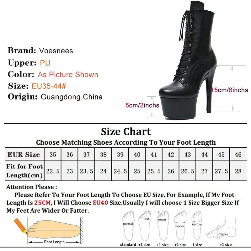 15CM/6Inch Pole Dance Boots Round Toe Heels Stripper Platform Women Ankle Boots Lace-up Zip Roman Fashion Lady Knight Boots