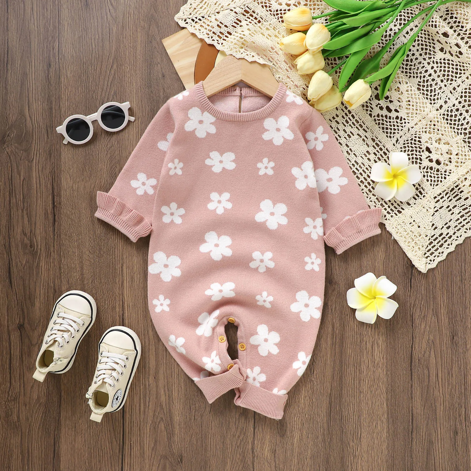 Baby Overalls Knit Romper 0 To 12 Months Outfits Infant Baby Jumpsuits Girls Winter Clothes Newborn Bodysuits One-pieces Costume