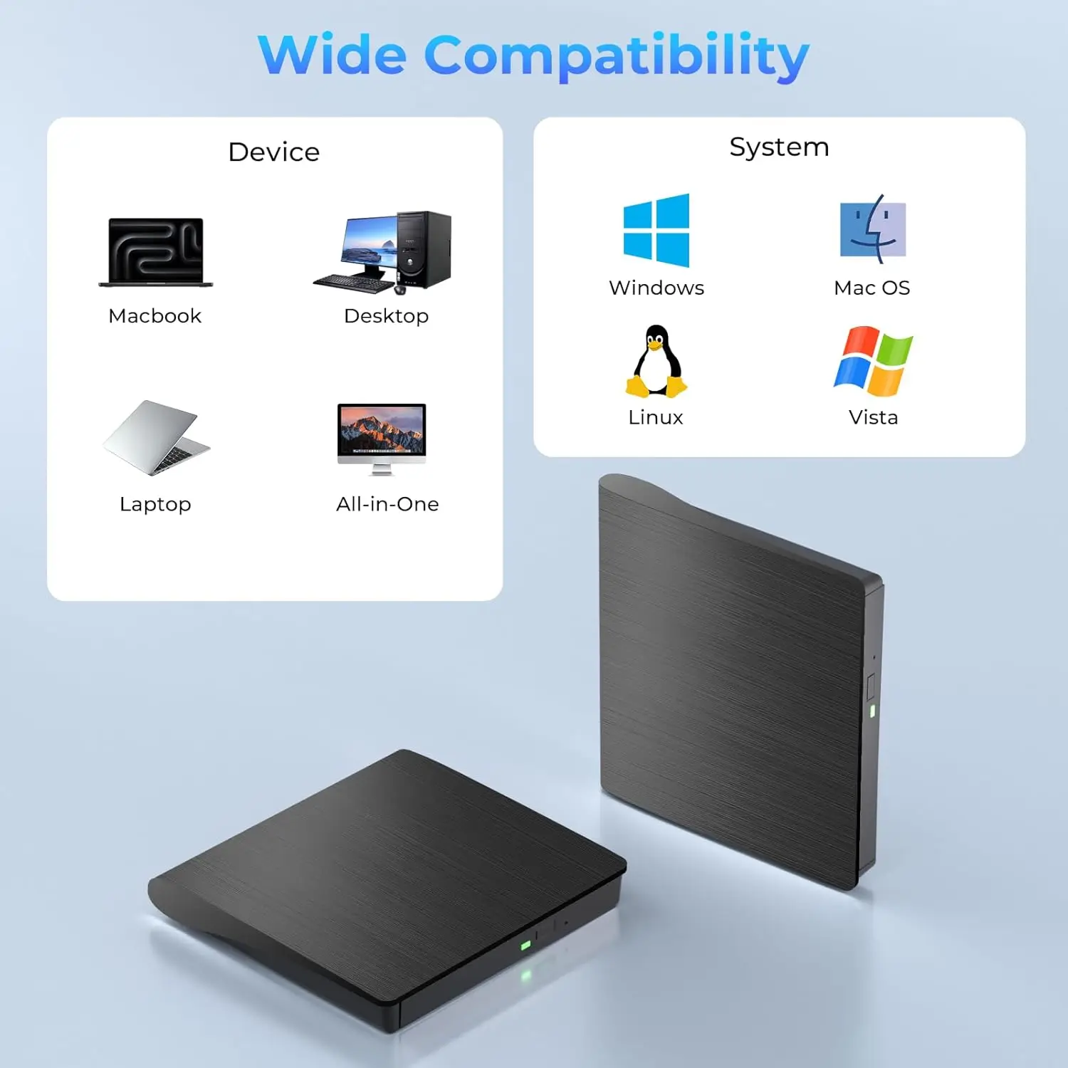 محرك بلو راي خارجي، USB 3.0/Type-C محمول ثلاثي الأبعاد بلو راي، مشغل DVD CD BD محرك الأقراص الضوئية للكمبيوتر المحمول المكتبي #5