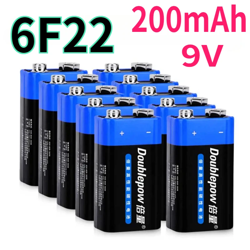 

10PCS 9V 6F22 Battery 9V6F22 Carbon Dry Batteries for Multimeter Microphone Smoke Alarm Metal Detector Disposable Cell 200mAh