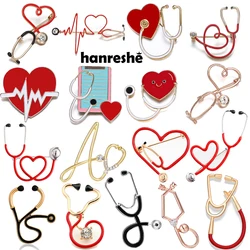 Hanreshe Classic Medical Stethoscope Pins Many Style Cheap Brooches Backpack Lapel Badges for Doctor Nurse Medicine Jewelry