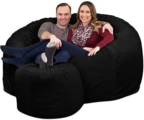 6ft Bean Bag Chair & Footstool, Oversize Bean Bag Chair for Adults, Comfy Chair Bean Bag Couch Lounge Sofa Lovesea