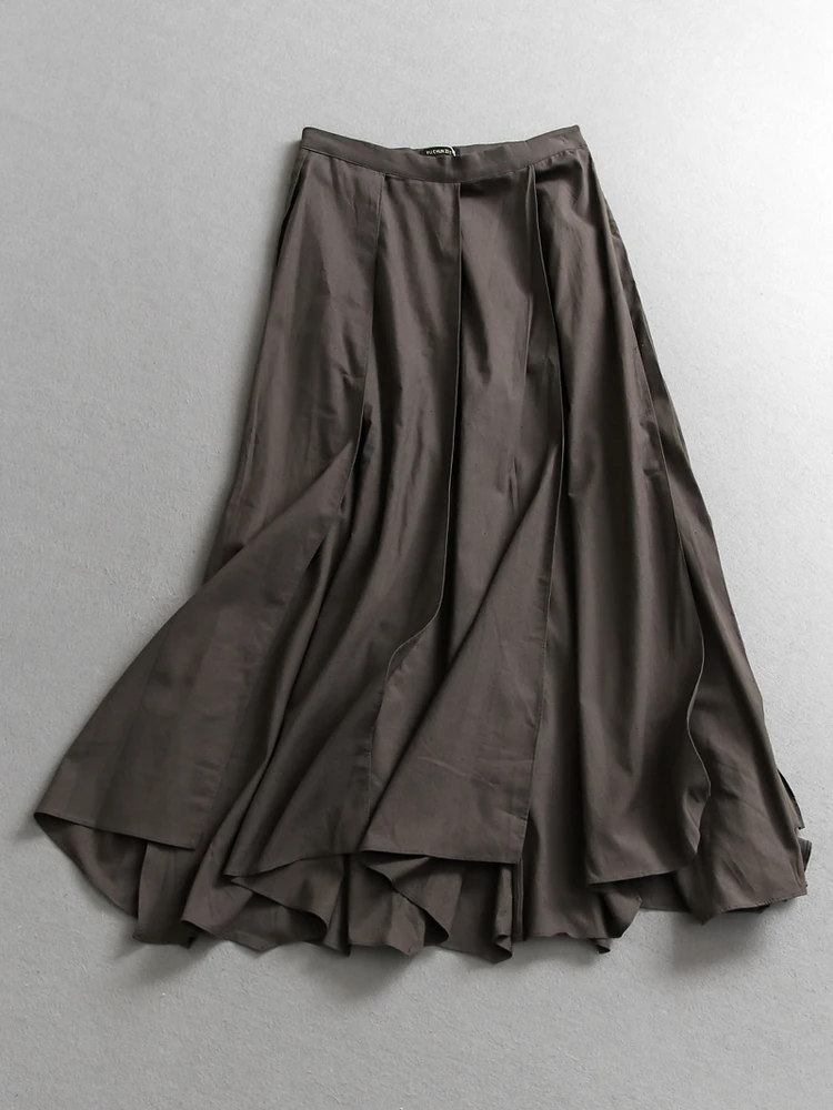 

Summer New Pure Color Wave Hipster Style Irregular Design Long Half-length Women's Skirt Draping Driftiness A-line Skirt
