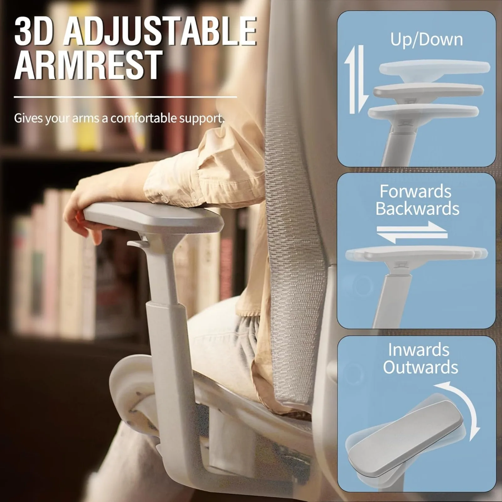 US Mesh Office Chair,Ergonomic Computer Desk Chair,Sturdy Task Chair- Adjustable Lumbar Support & Armrests,Tilt Function