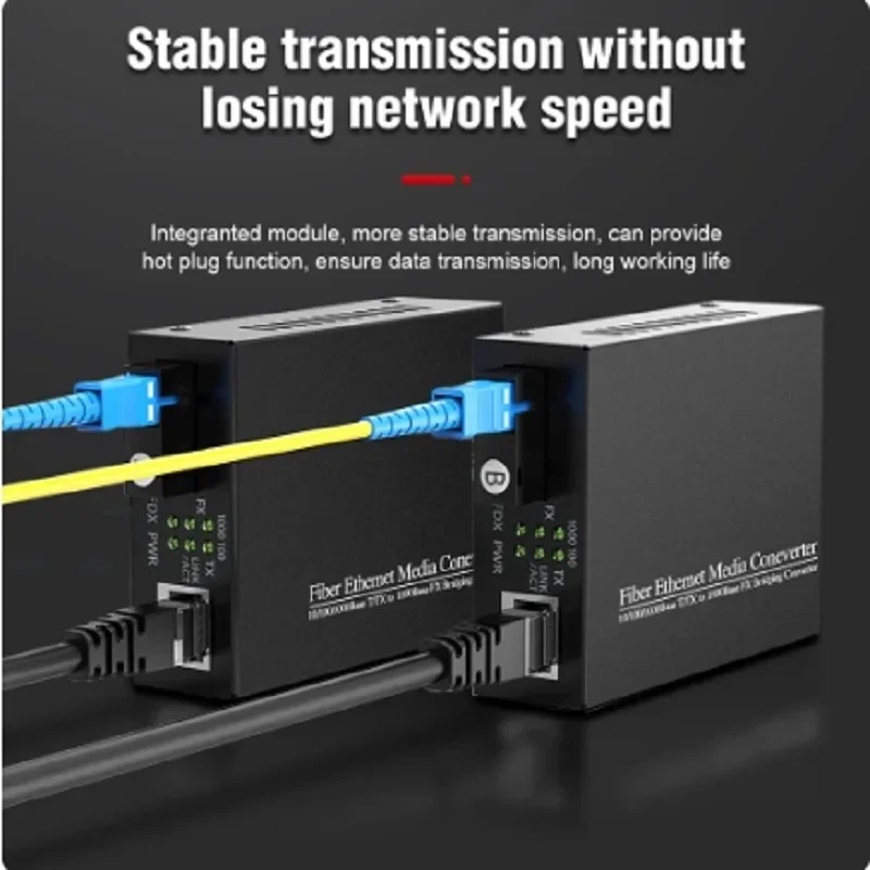 

Gigabit Fiber Optical Media Converter,1000Mbps Ethernet RJ45,Single Fiber SC Port,Power Built-in Optical Fiber Transmitter,1Pair