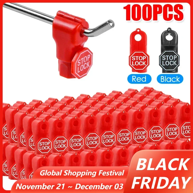 100PCS 6mm Plastic Anti-Theft Locks Red Peg Hook Stop Lock Pegboard Hook Lock Retail Shop Supermarket Black/Red 5mm