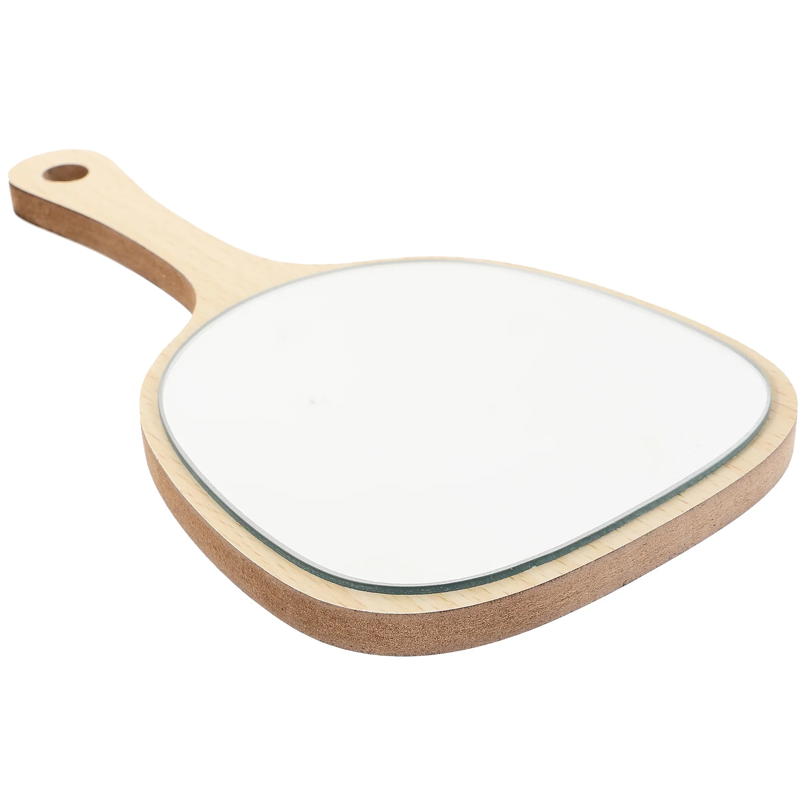 Specchio portatile da donna in legno con manico Specchio da bagno montato a parete con foro per gancio per trucco, salone di casa, uso in viaggio (Sector Va