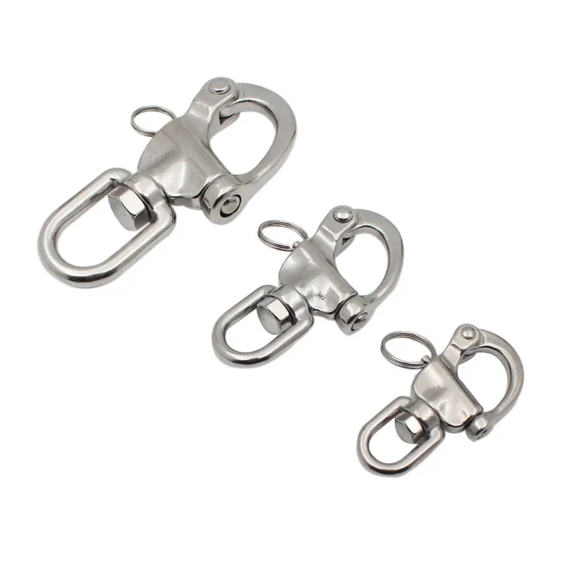 316 Stainless Steel Ring-type Rotating Spring Shackle Quick Release Buckle Creative Car Key Chain Accessories