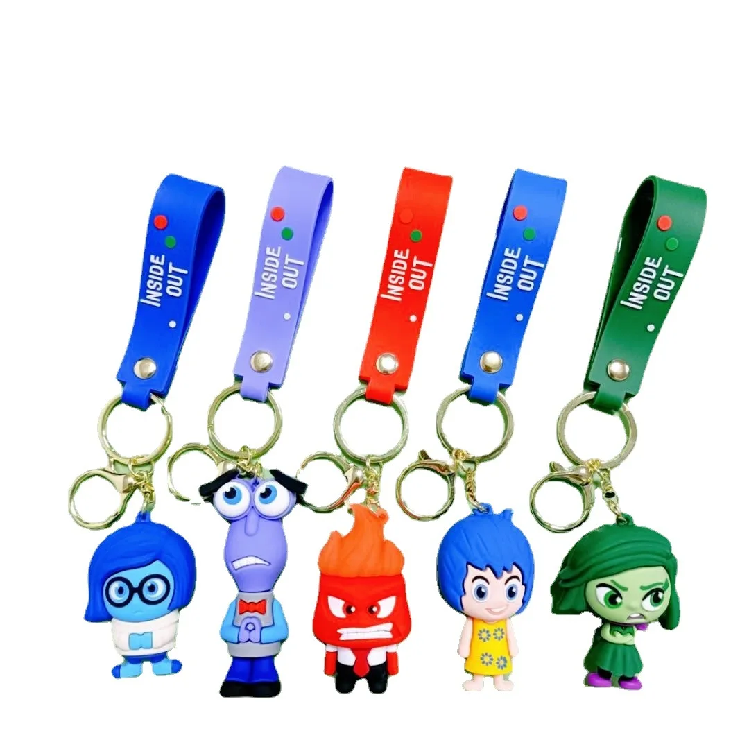 Inside Out 2 Keychain New Pixar Cartoon Anime Anxiety Envy Action Figure Key Ring Pendant for Backpack Bag Car Key Children Gift