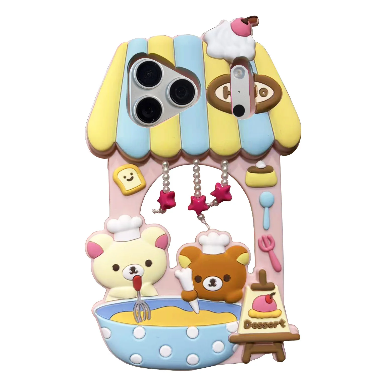 

3D Cute Cartoon Bear in House, Soft Silicone Phone Case For iPhone 12 13, 14 15, 16 16 17promax, Back Cover Shell Skin Durable