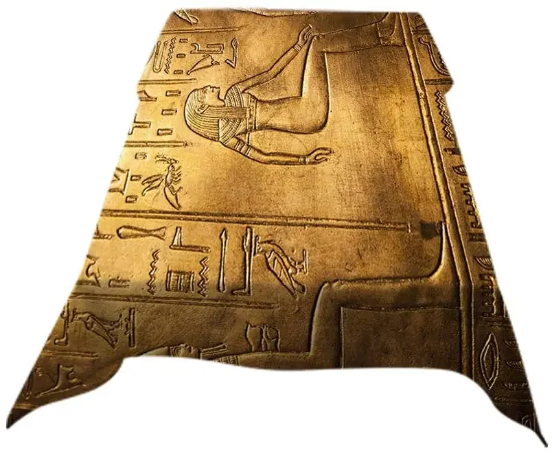 Egyptian Hieroglyphics Historical Civilization Table Cloth Ancient Golden Art Symbol Decorative