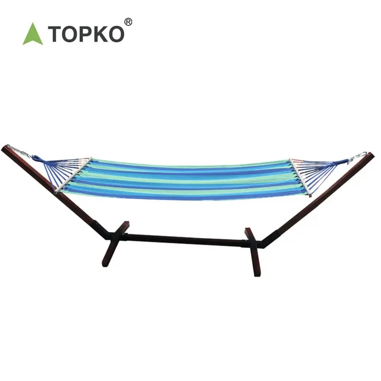 TOPKO Indoor Adult Single Hammock With Stand Outdoor Courtyard Leisure Hammock Frame Iron Pipe Hammock