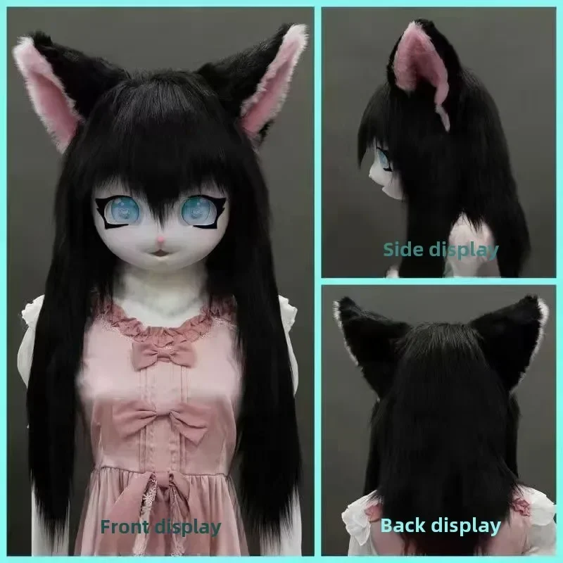 Handmade Fursuit Head Kigurumi Kig Cute Furry Mask Cosplay Paws Tail Comiket Furry Headbase Cat Doll Animal Cosplay Accessories