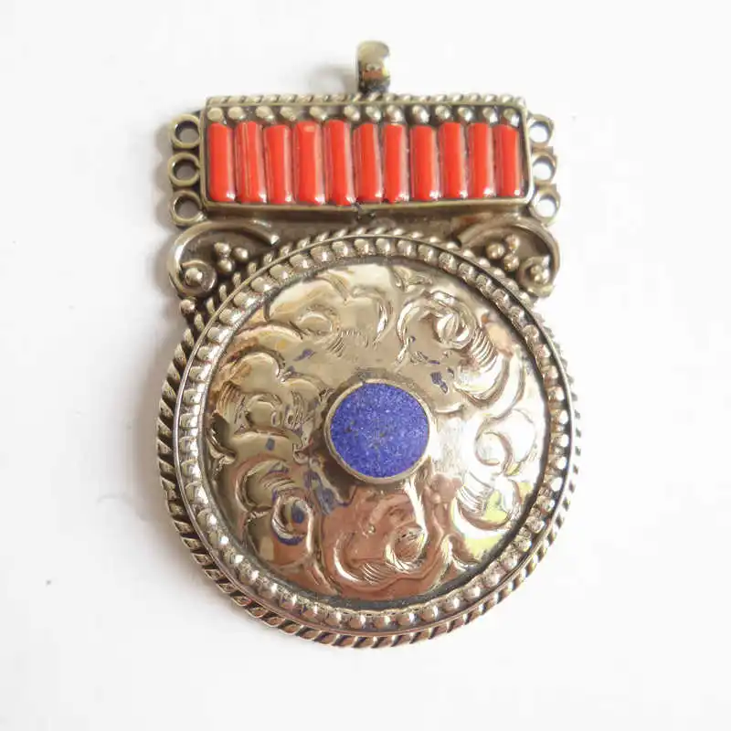 معدن النحاس الأبيض مطعمة قلادة كبيرة الأزياء والمجوهرات الهندية TBP014 #1