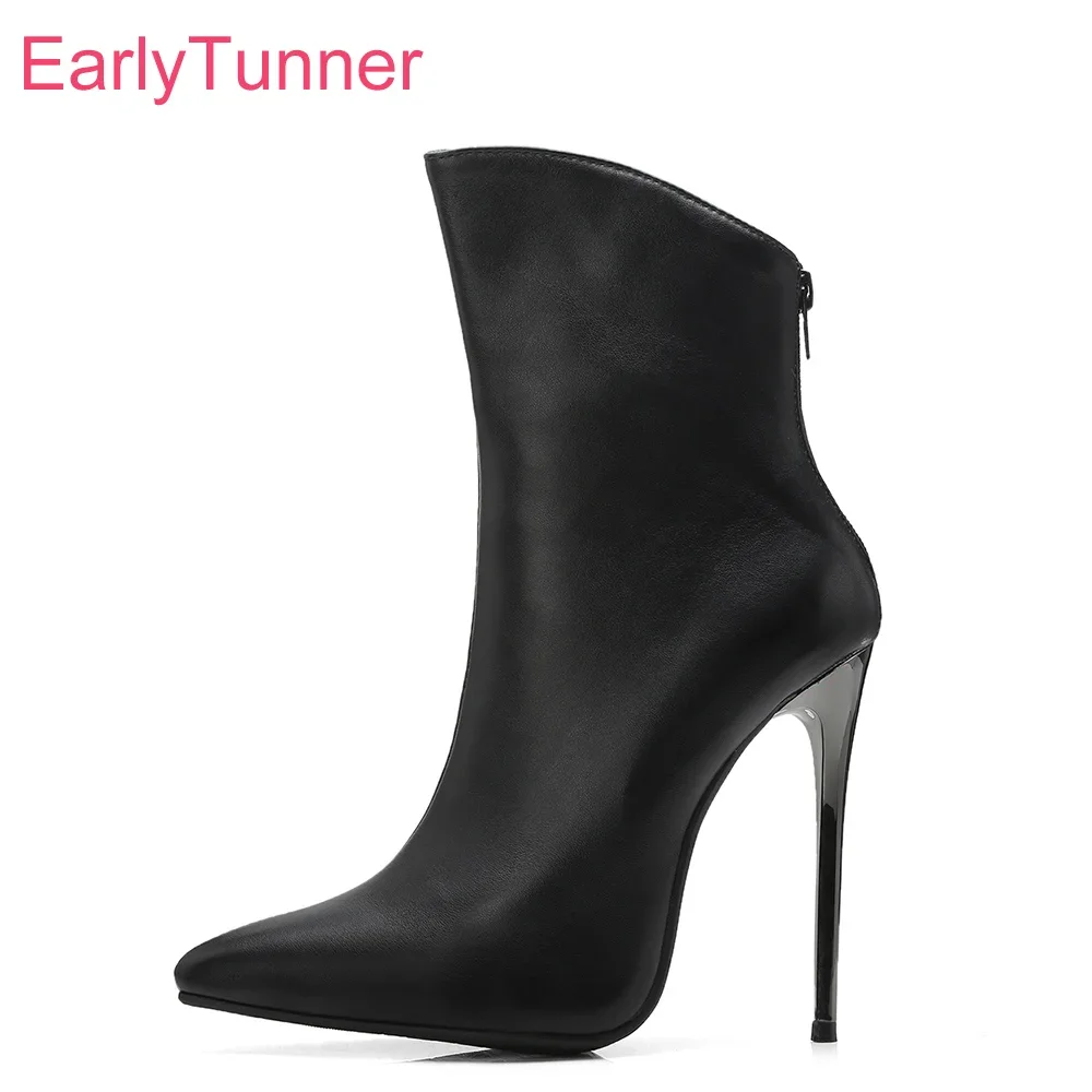 Bottes Glamour noires et blanches pour femmes, chaussures de soirée à talons aiguilles Super hauts, grande taille 10 43 45 48, flambant neuves