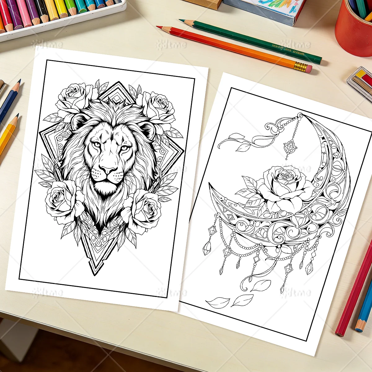TATTOO-Kunst-Malbuch für Erwachsene, spannende thematische Illustrationen für kreative Entspannung, einzigartige Entspannungs-Malbücher – Detail 5
