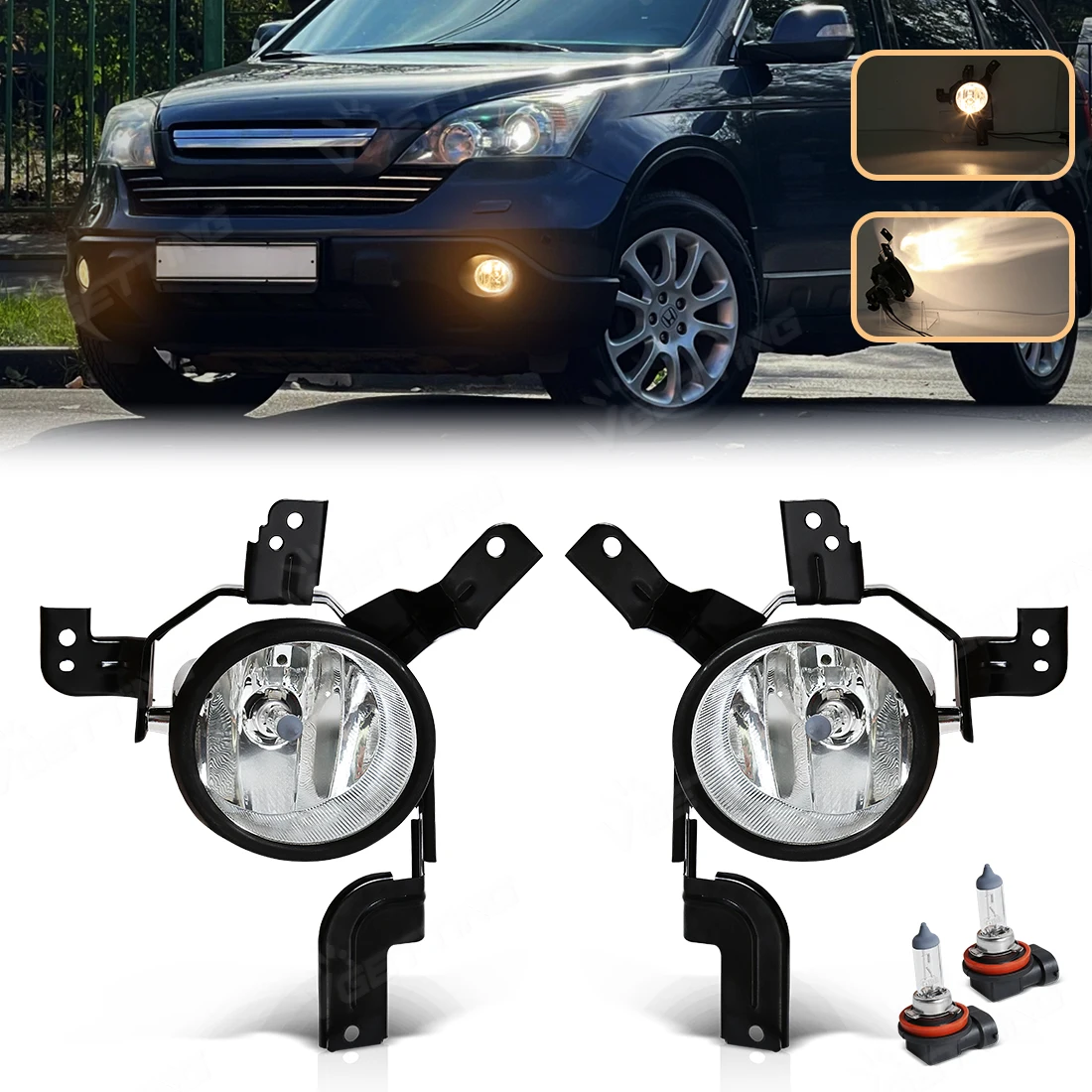 

Противотуманные фары для Honda CRV CR-V 2007 2008 2009, DRL дневные ходовые огни, светодиодные галогенные передние фары, водонепроницаемые автомобильные аксессуары