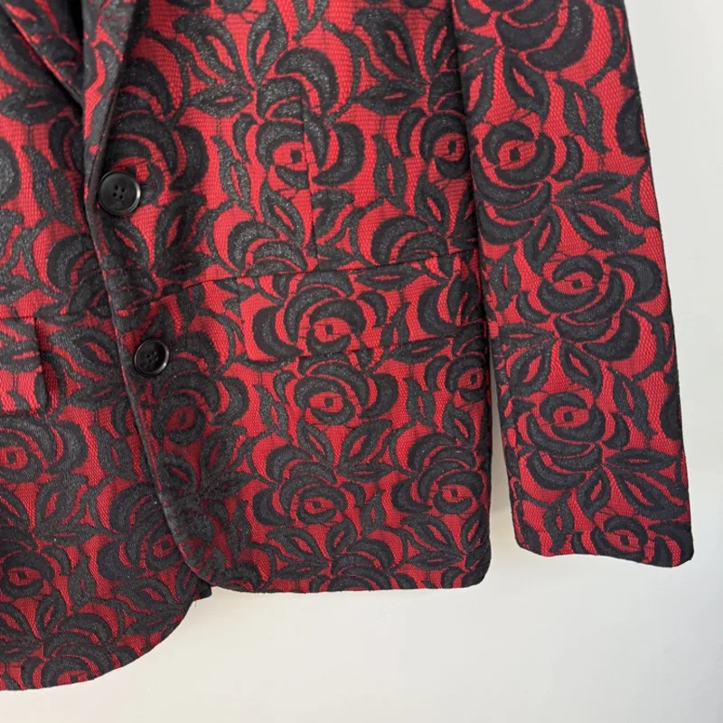 WVGA Frühling Herbst Neue Mann Flut Spitze Trendy Design Langarm Blazer Nische Chic Casual Drehen-unten Kragen Anzug jacken Ins W12810