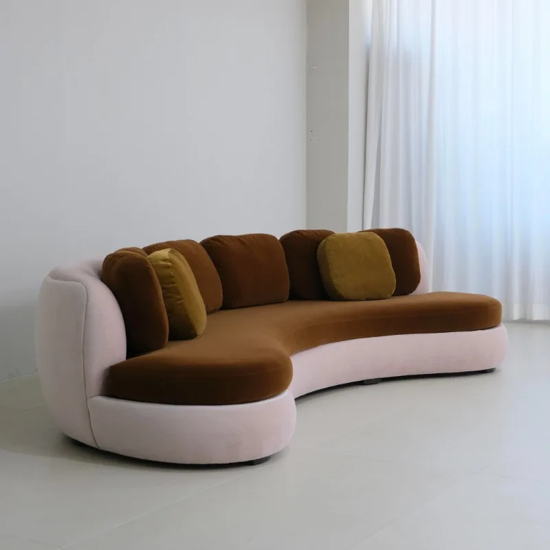 Factory direct sales, cream color, American minimalist design sense, color matching curved combination sofa