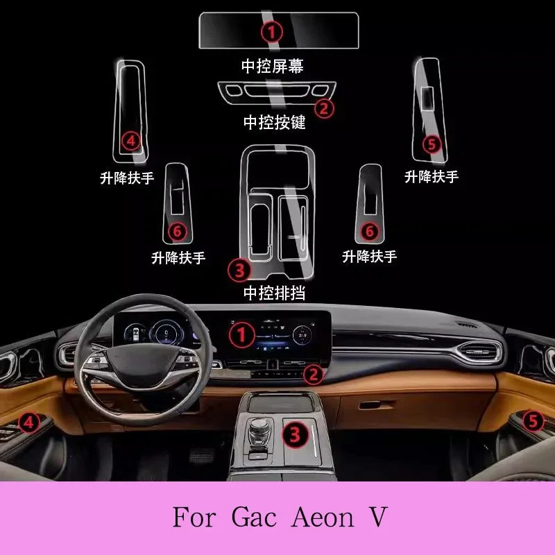 

Для Gac Aeon V салон автомобиля, дверь, центральная консоль, медиа-приборная панель, навигация, защитная пленка из ТПУ от царапин
