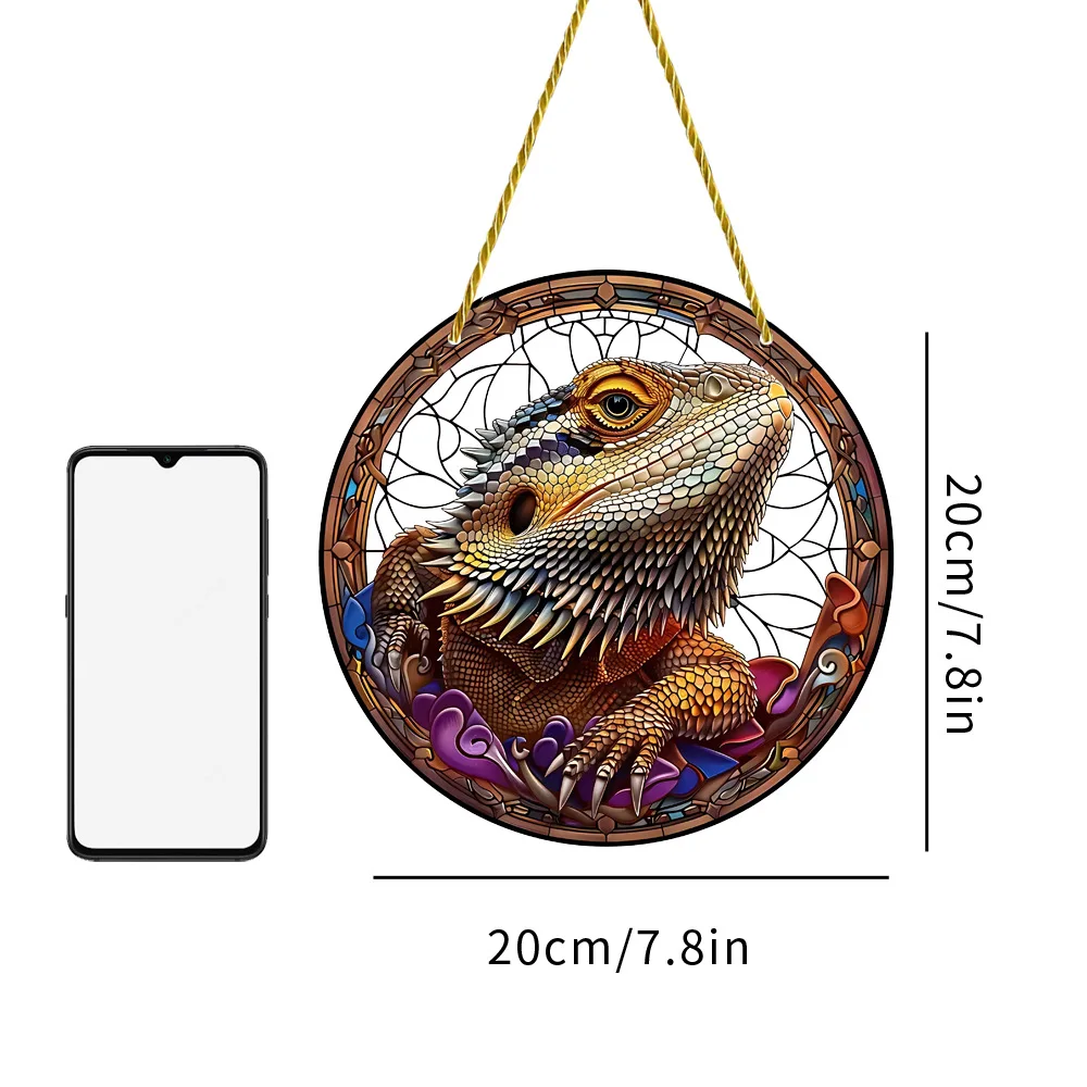 Bearded dragon sun catcher round window hanging four seasons home garden decoration porch decoration gift